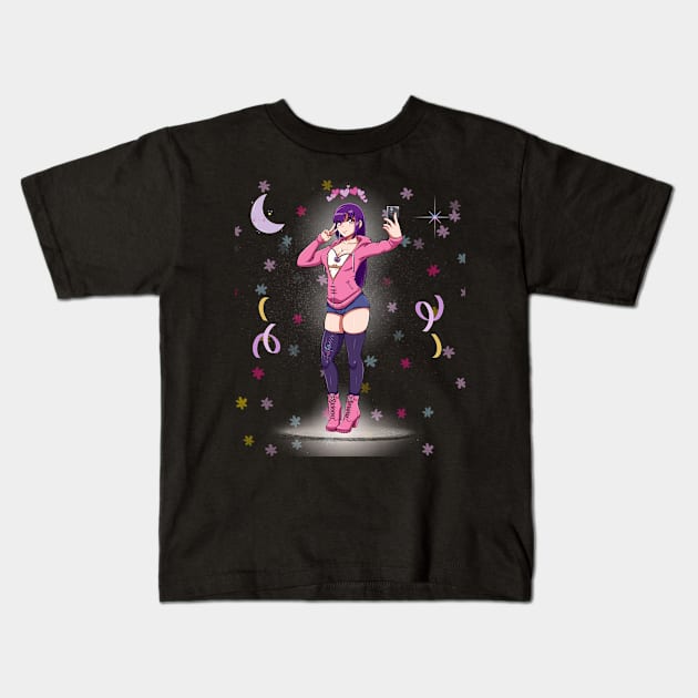 Funny anime girl Kids T-Shirt by Funtomass